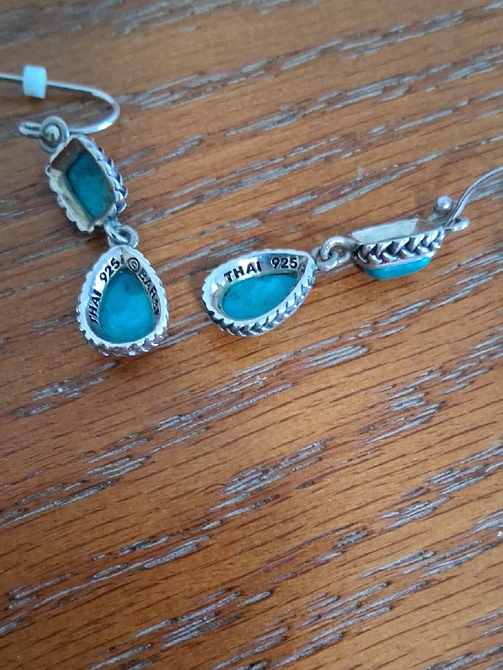 Barse Turquoise Drop Dangle Earrings  Sterling Silver - Picture 3 of 4